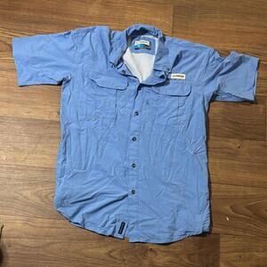 Magellan Men Light Blue Laguna Madre Moisture Wicking Relaxed Fit Fishing Shirt